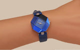 Gem Cut Crystal Leather Wristwatch