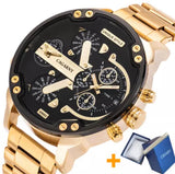 Gold Steel Dual Display Sports Watch