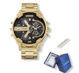 Gold Steel Dual Display Sports Watch